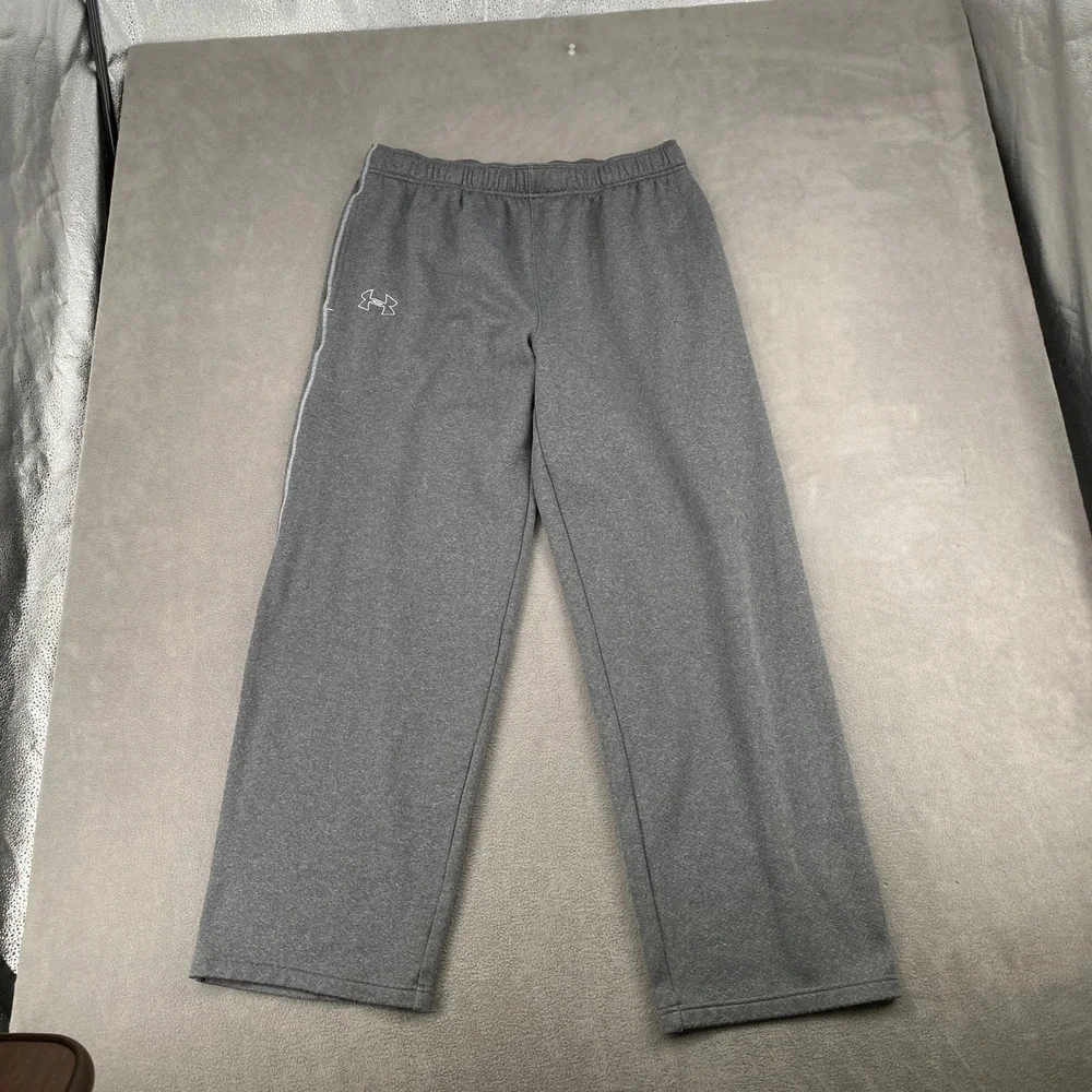 Under Armour Mens XL Gray Loose Fit Mesh Lined Athletic Sweatpants Straight Leg